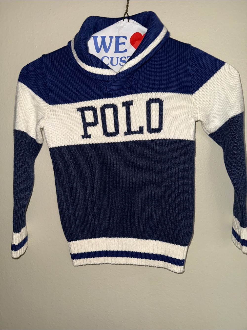 Polo by Ralph Lauren Navy and White Striped Turtleneck Sweater